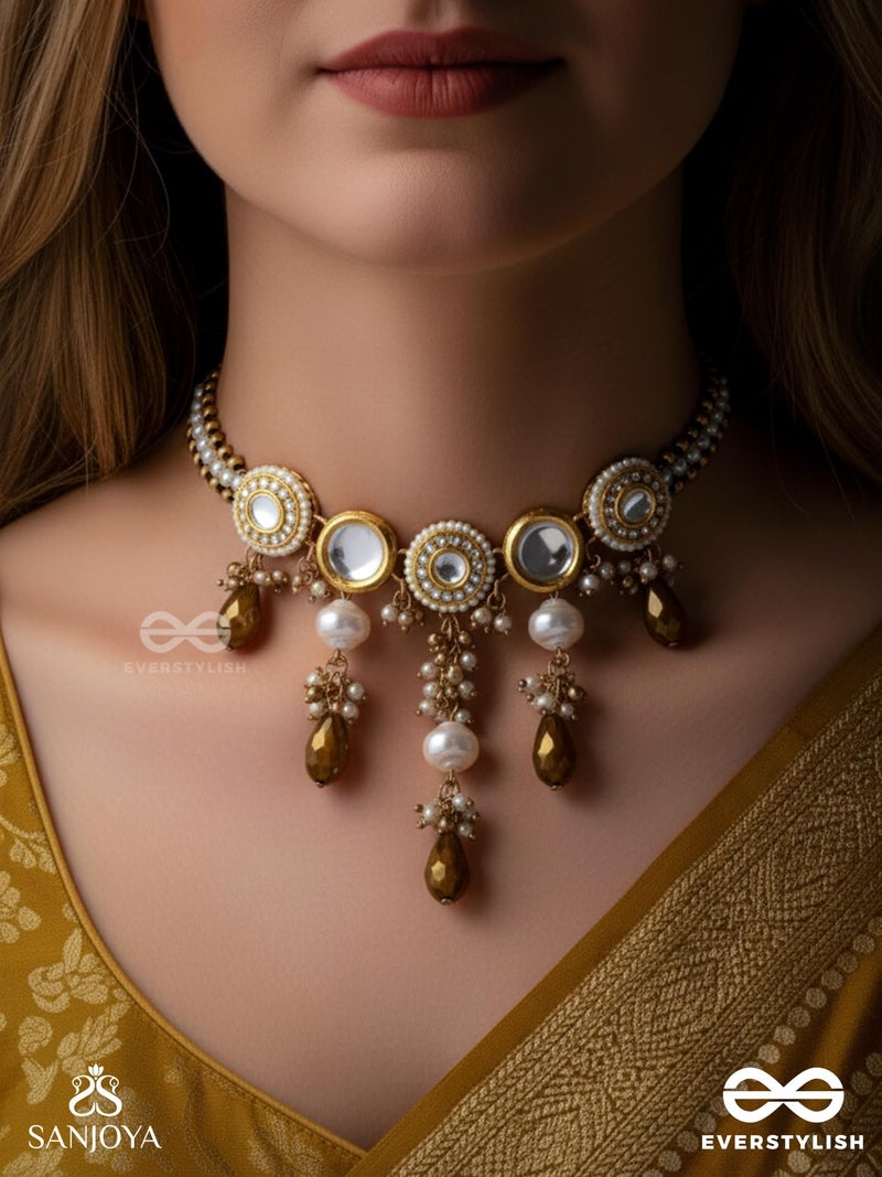 SANJOYA BY EVERSTYLISH Necklace With Dewy White Pearls And Warm Earthy Tone Beads Lightweight Jewelry For Women | Party, Festive, Wedding & Gifting - Image 2