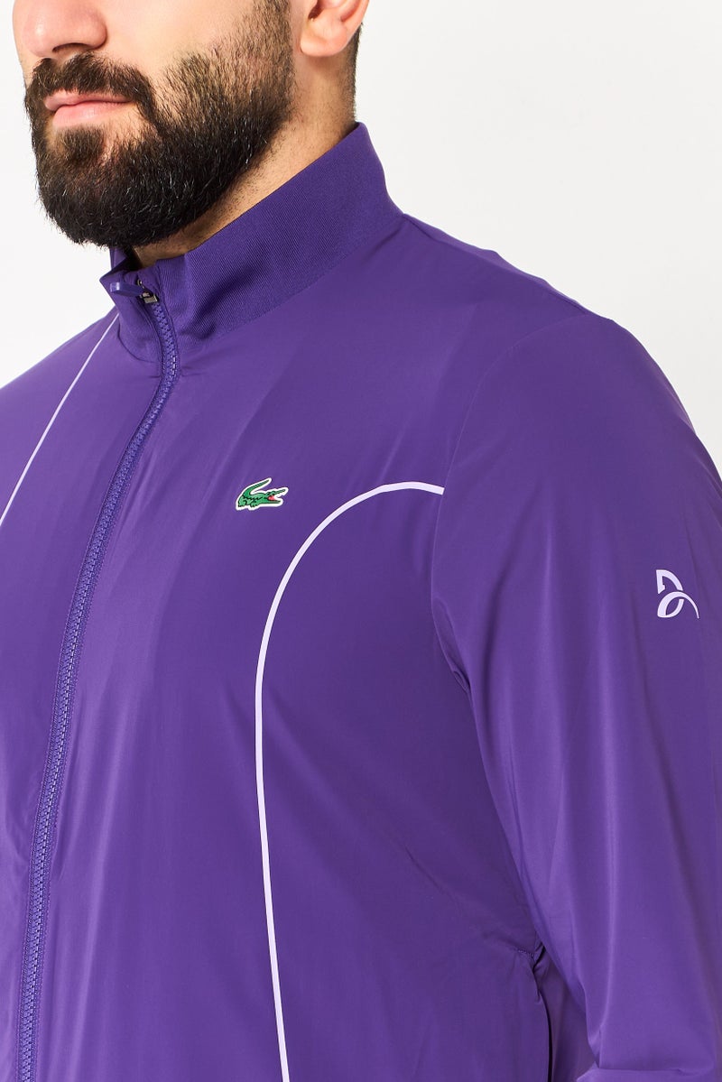 LACOSTE Men Sportswear Fit Long Sleeve Novak Djokovic Tennis Track Jacket, Purple - Image 4