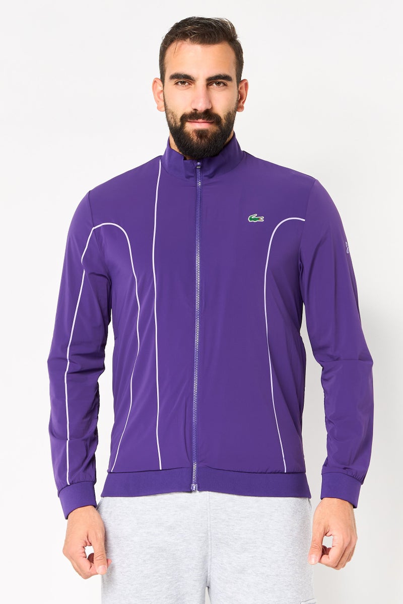 LACOSTE Men Sportswear Fit Long Sleeve Novak Djokovic Tennis Track Jacket, Purple - Image 1