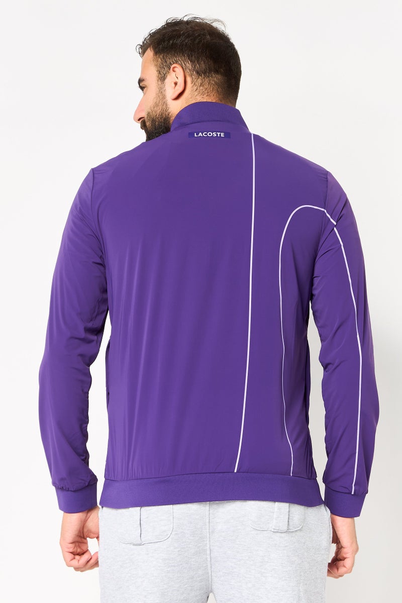 LACOSTE Men Sportswear Fit Long Sleeve Novak Djokovic Tennis Track Jacket, Purple - Image 2