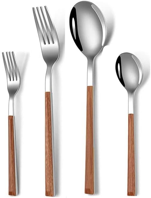 CLWXHS 16 Pieces Stainless Steel Dinnerware Set Flatware Fork Spoon Service for 4Kitchen Utensil Set Tableware Cutlery Set for Home and Restaurant - Image 1