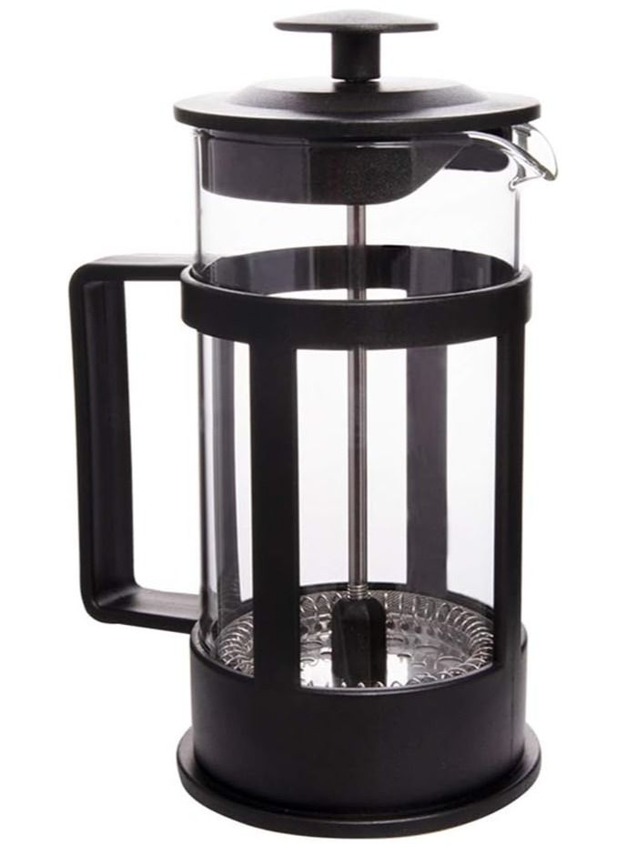 DubaiGallery صانعة القهوة والشاي بفرنسا، مكبس قهوة زجاجي بوروسيليكات، فلتر من الفولاذ المقاوم للصدأ، متين ومقاوم للحرارة، أسود - Image 1