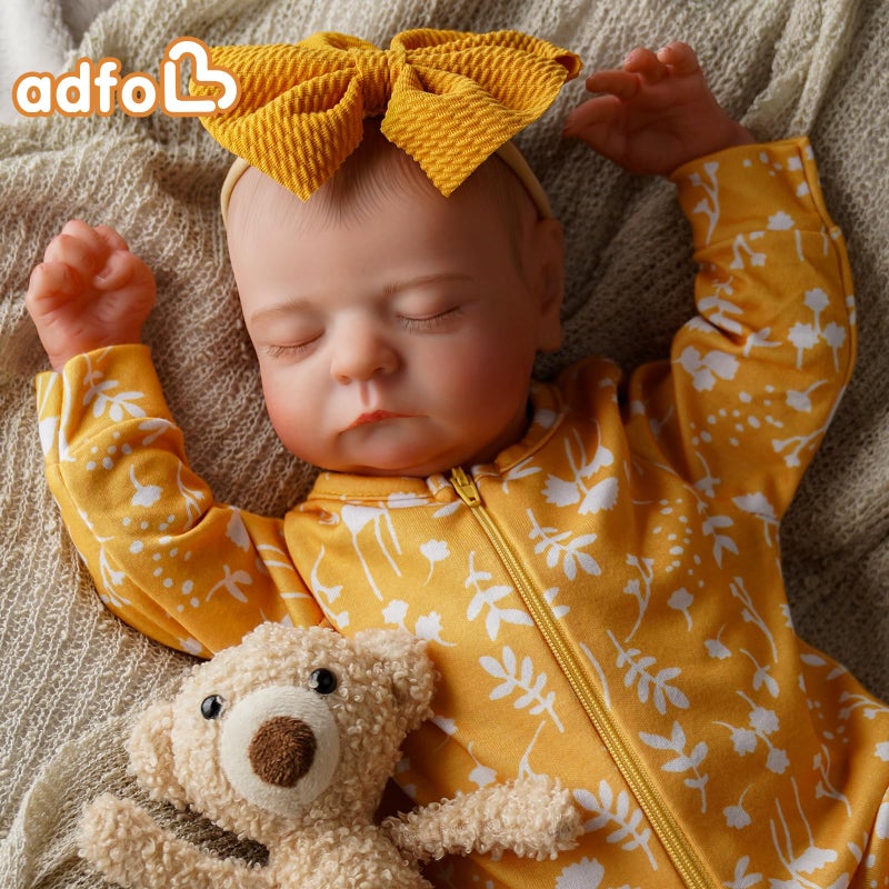 ADFO Lifelike Reborn Baby Dolls, 20 inch Realistic Newborn Real Life Baby Girl Dolls Soft Full Body Vinyl Girl Baby Dolls with Clothes and Toy Gift for Kids Age 3+ - Image 5