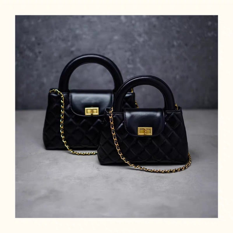 2025 Light Luxury Chain Bag Genuine Leather Small Fragrant Style Rhombus Handbag Women'S High-End Elegant Commuter Shoulder Crossbody Bag - Image 3