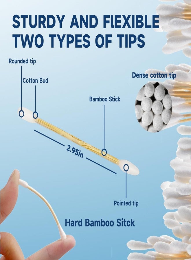 HMTM 500 Count Cotton Swabs, Bamboo Cotton Swab for Eye Ears Oil Makeup, Lint Free Double Tipped Natural Cotton Buds, Cleaning with Wood Handle Remove Dust and Dirt, 500 Count （Pack of 2) - Image 3