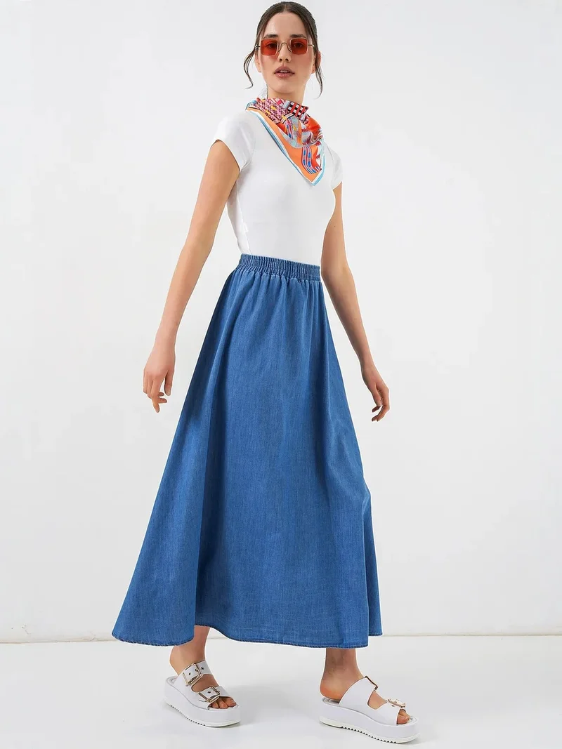بيغ دارت BDART High Waist A-Line Denim Maxi Skirt