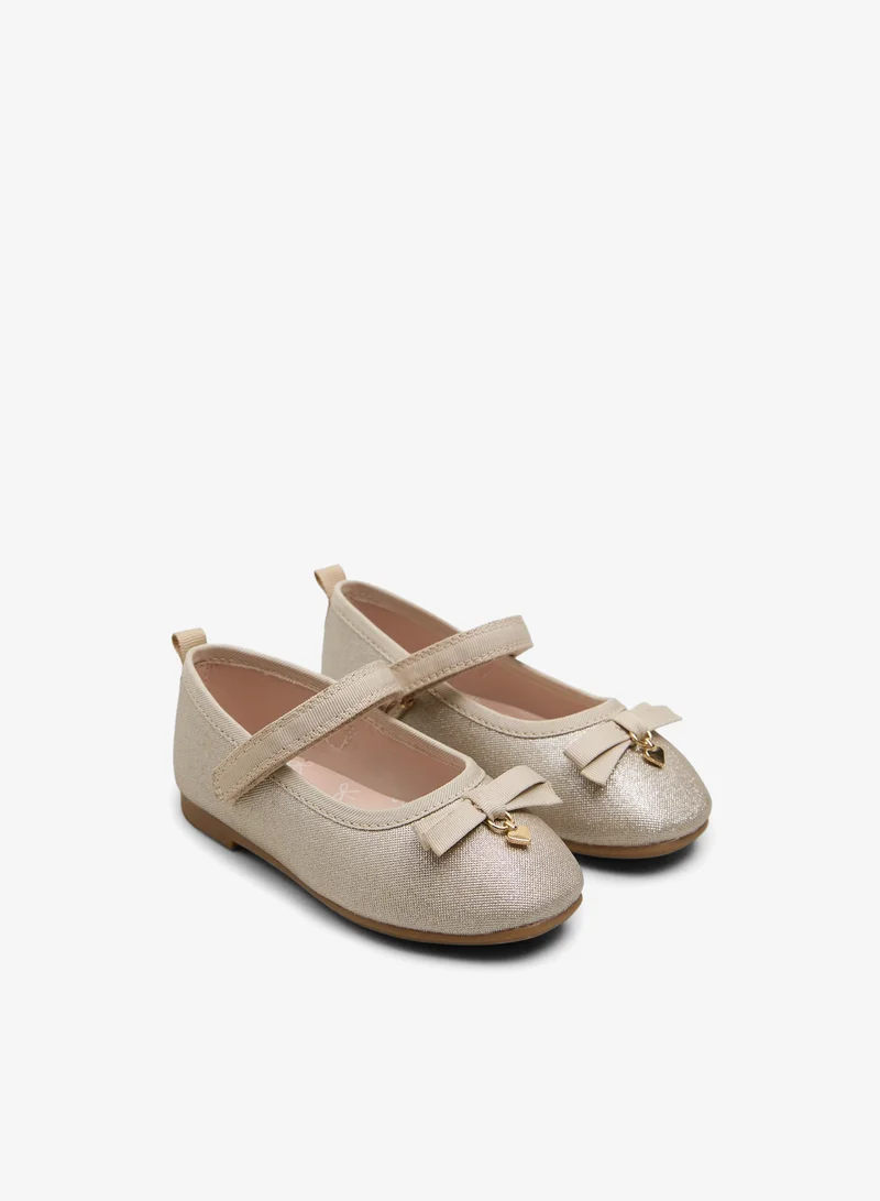 Matalan Girls Gold Bow Charm Ballet Shoes
