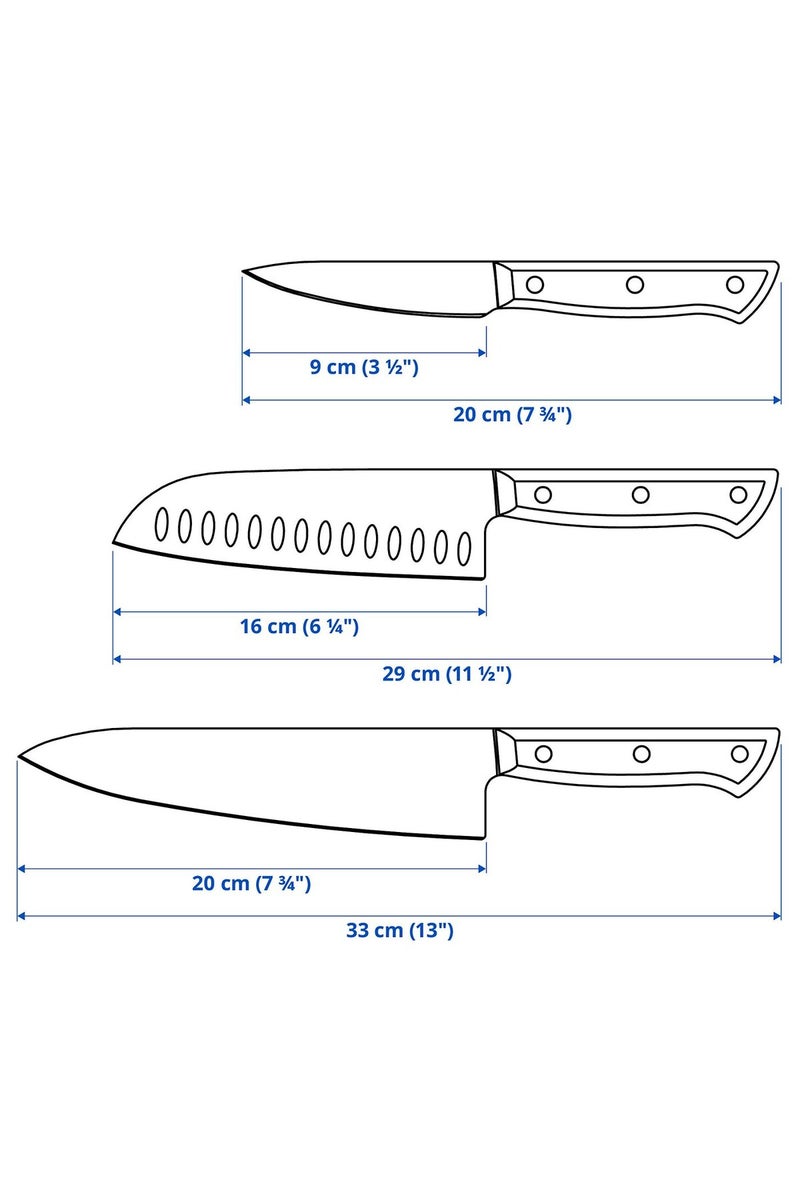 VARDAGEN 3-piece knife set, stainless steel/walnut - Image 4