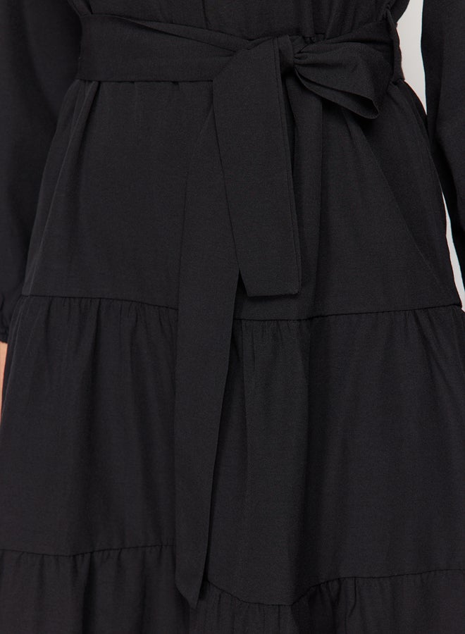 trendyol Black Belted Grand Collar Button Detailed Woven Dress TCTSS21EL3343  - Image 5