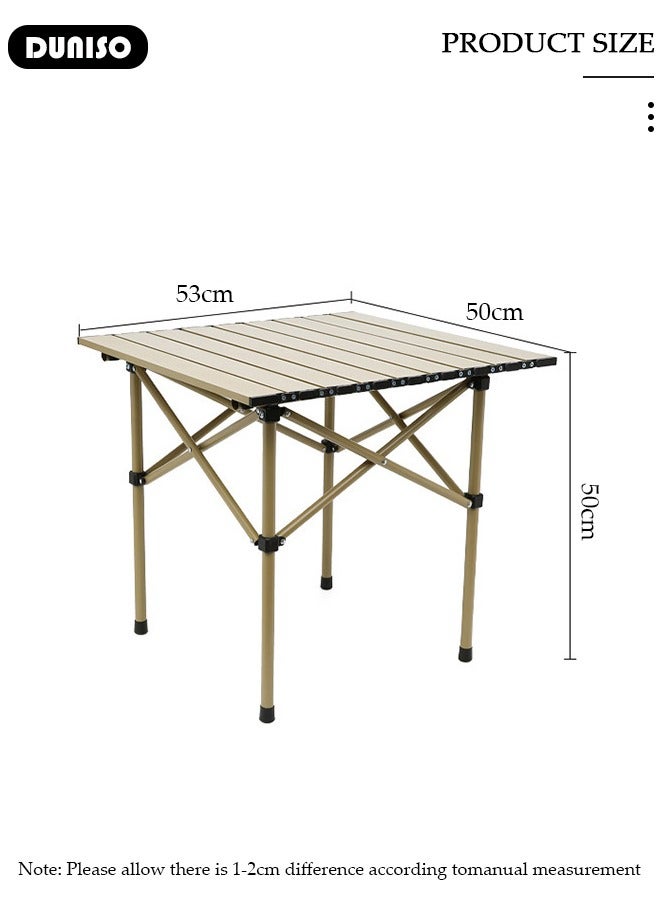 DUNISO Portable Camping Table,Ultralight Small Folding Table with Aluminum Table Top and Carry Bag, Beach Table for Outdoor, Picnic, BBQ, Cooking, Home Use (53*50*50cm) - Image 2