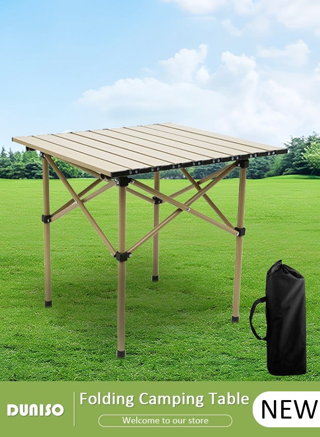 DUNISO Portable Camping Table,Ultralight Small Folding Table with Aluminum Table Top and Carry Bag, Beach Table for Outdoor, Picnic, BBQ, Cooking, Home Use (53*50*50cm) - Image 1