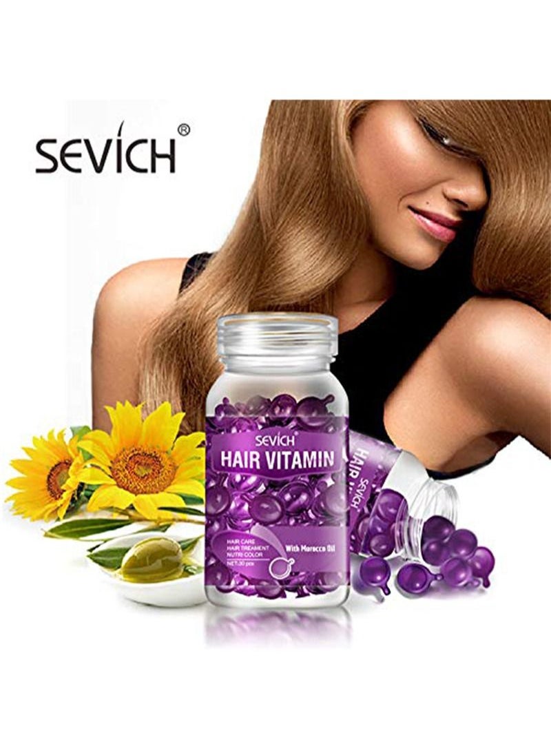 Sevich Hair Vitamin Essence Capsules - Hair Moisturizing Essence Formula, Contains Vitamin A C E Vitamin B5, Argan Macadamia Oil, Repairs Damaged Hair (Purple 30 Capsules)  - Image 3