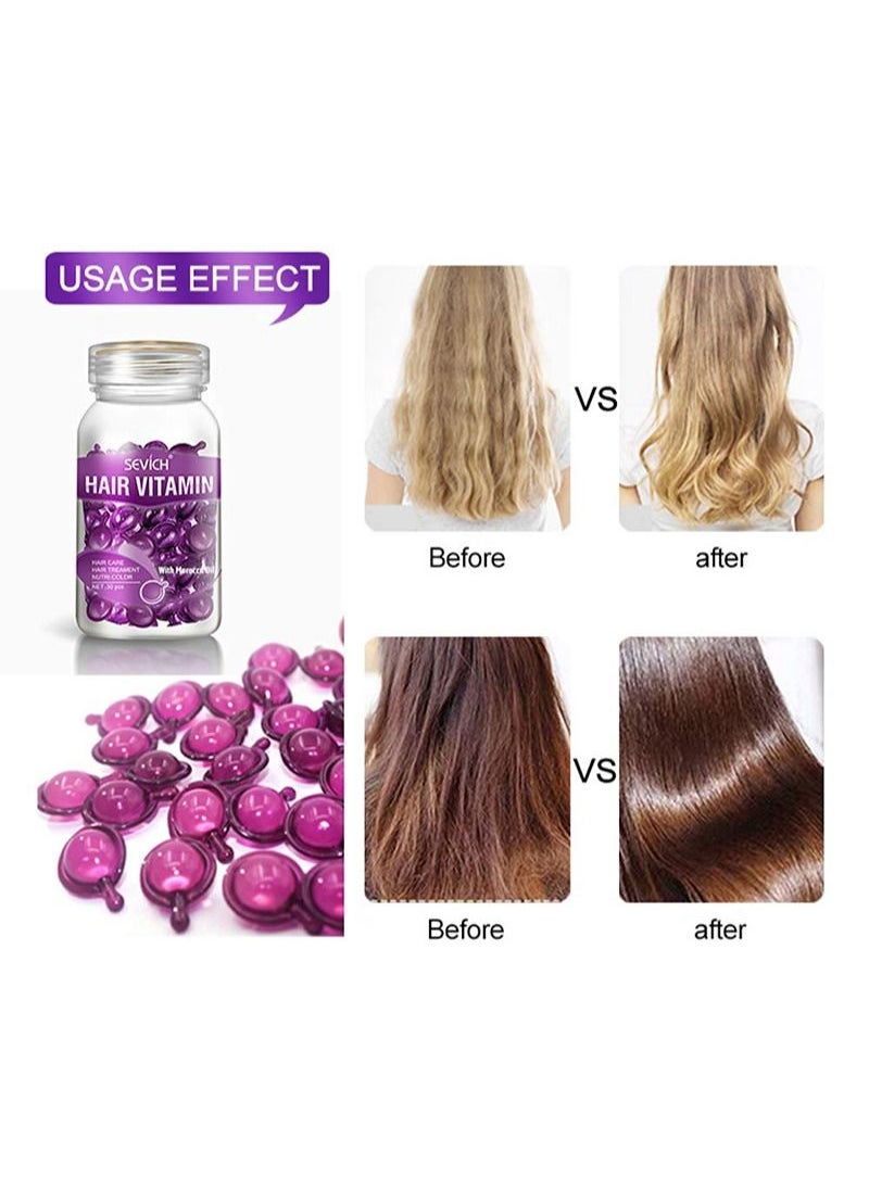 Sevich Hair Vitamin Essence Capsules - Hair Moisturizing Essence Formula, Contains Vitamin A C E Vitamin B5, Argan Macadamia Oil, Repairs Damaged Hair (Purple 30 Capsules)  - Image 2