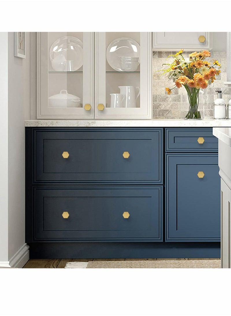 Generic - Cabinet Knobs Gold Drawer Knobs Solid Brass Cupboard Knobs with 6 Screws for Drawer, Wardrobe, Cabinets, Doors, Decoration （6Pcs ） - Image 1