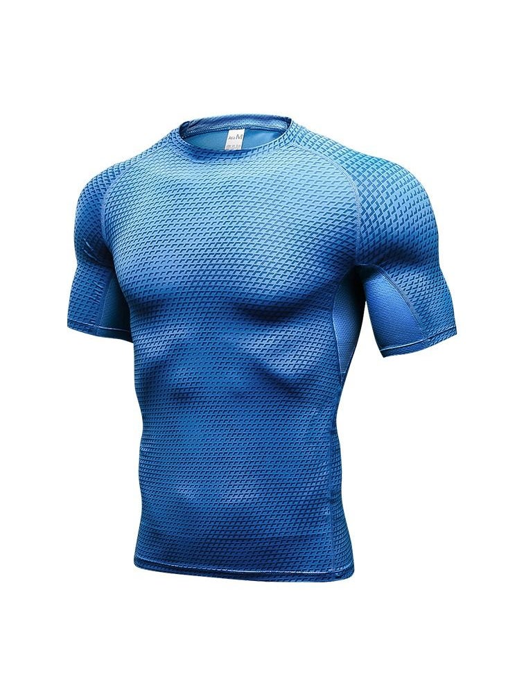 Loquat Men Quick Dry Breathable Elastic T-Shirt Blue  - Image 1