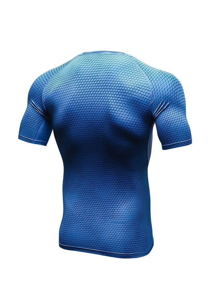 Loquat Men Quick Dry Breathable Elastic T-Shirt Blue  - Image 2