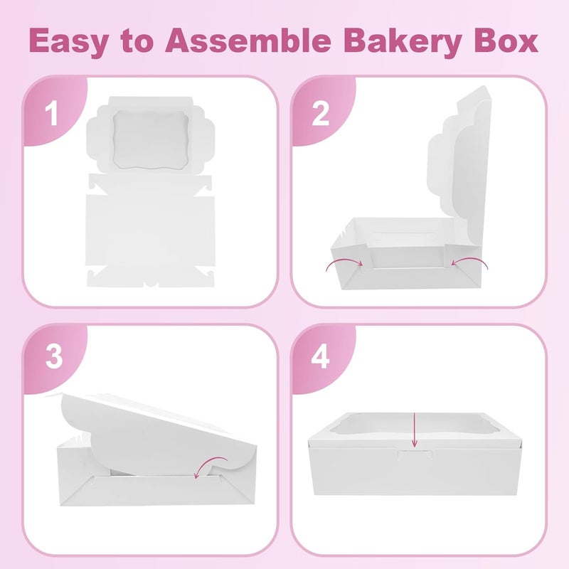 Capkyke 12pcs10x8x2.5 Inch White Bakery Boxes Treat Boxes with Window for Pastry, Cookie, Desserts, Chocolate Strawberries, Pies, Donuts, Muffins,Cupcake - Image 4