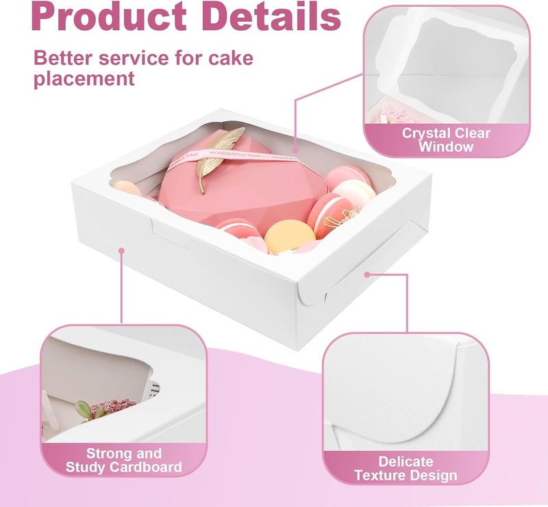 Capkyke 12pcs10x8x2.5 Inch White Bakery Boxes Treat Boxes with Window for Pastry, Cookie, Desserts, Chocolate Strawberries, Pies, Donuts, Muffins,Cupcake - Image 3