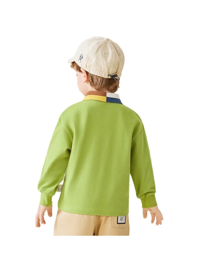 MQDMINI Children'S Clothing, Boys' Long-Sleeve T-Shirt, Polo Shirt For Kids, Stylish Top For Young Children, Geometric Color Blocks - Image 3