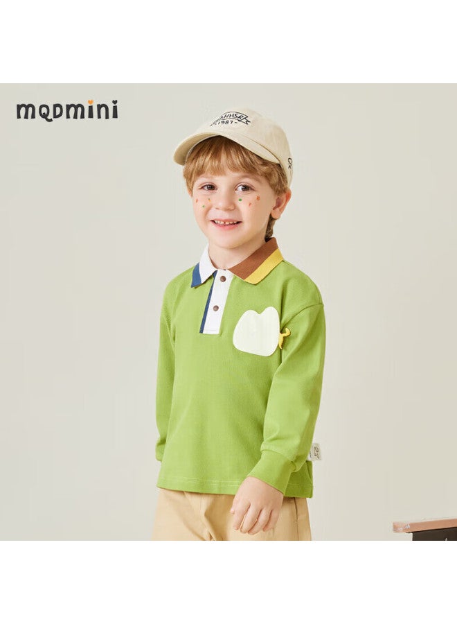 Mqdmini Children's Clothing, Boys' Long-sleeve T-shirt, Polo Shirt For Kids, Stylish Top For Young Children, Geometric Color Blocks - Image 2