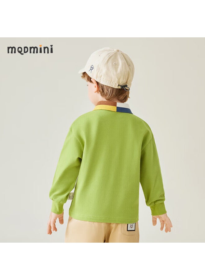 Mqdmini Children's Clothing, Boys' Long-sleeve T-shirt, Polo Shirt For Kids, Stylish Top For Young Children, Geometric Color Blocks - Image 3