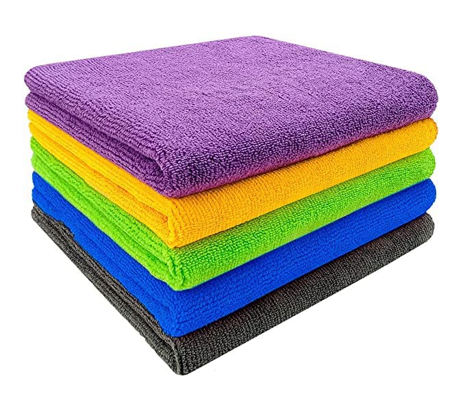 AUTOFRILL Microfiber Cloth for Car 40x40 cm 240 GSM Multipurpose Cloths Kitchen Cleaning Cloth Automotive Microfiber Towels for Bike Car Cleaning Cloth Polishing Washing Detailing (5 Pcs) - Image 1