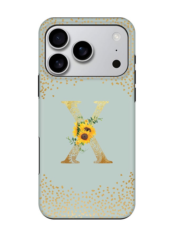 Stylizedd Tough Pro Magnetic Case for iPhone 17 Pro, Dual Layer hybrid PC + TPU Mobile Cover Matte - Custom Floral Monogram - X  (Light Grey )