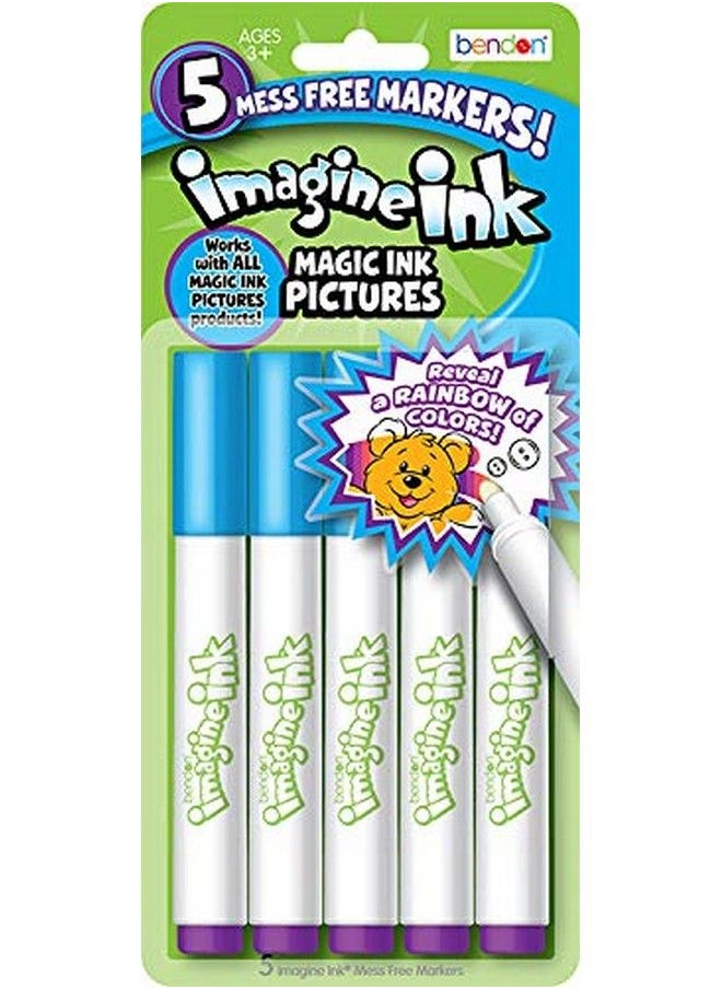 Bendon Publishing - Imagine Ink Markers Only Replacement Bundle 5 Pc Imagine Ink Markers Refill Separates Set For Imagine Ink Coloring Books For Kids With Stickers - Image 1