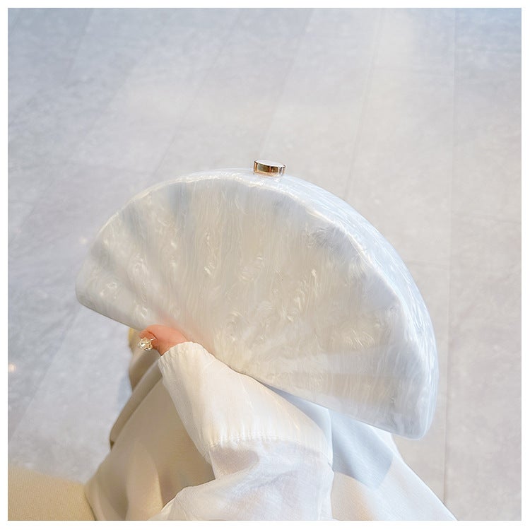 Ladies New Diagonal Bag Semicircle Fan Acrylic Bag Fashion Wedding Dinner Clutch Bag - Image 4