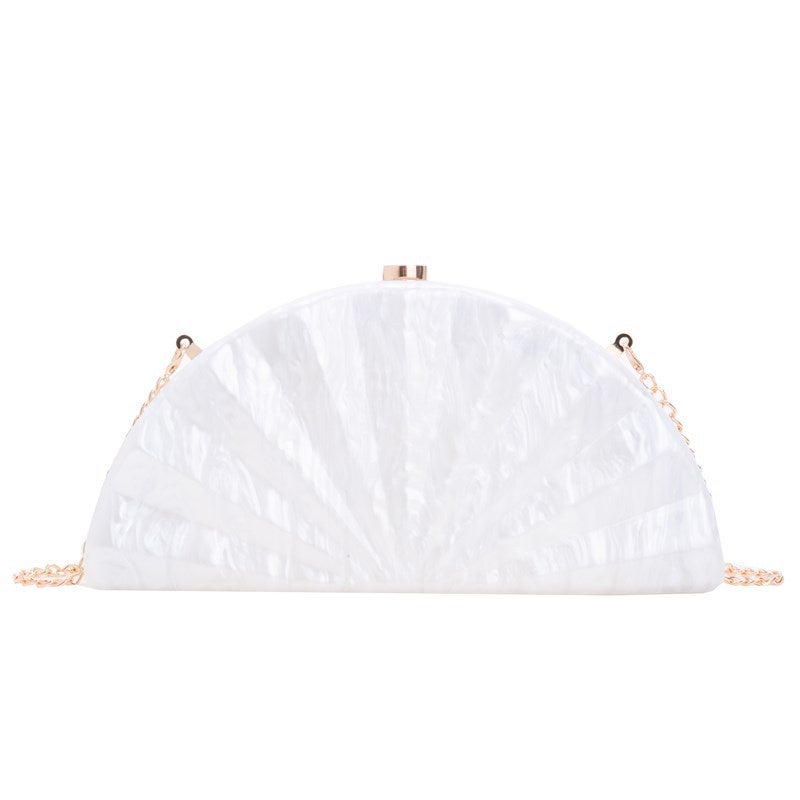 Ladies New Diagonal Bag Semicircle Fan Acrylic Bag Fashion Wedding Dinner Clutch Bag - Image 1