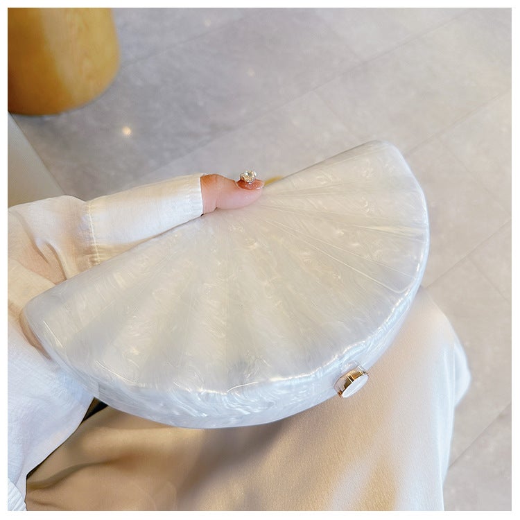Ladies New Diagonal Bag Semicircle Fan Acrylic Bag Fashion Wedding Dinner Clutch Bag - Image 5