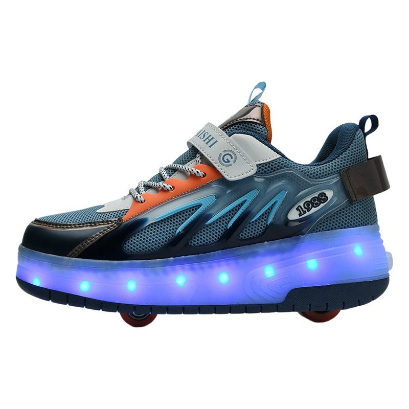 Children''s Roller Shoes for Girls, Trendy Double-Wheel Walking Shoes, Student Invisible Roller Skates with Wheels - Image 2