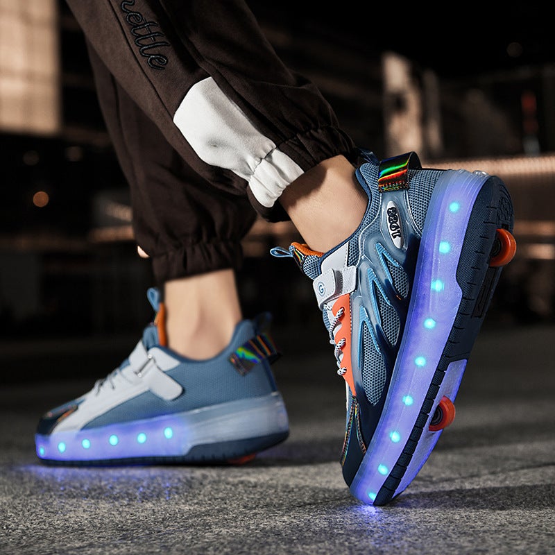 Children''s Roller Shoes for Girls, Trendy Double-Wheel Walking Shoes, Student Invisible Roller Skates with Wheels - Image 5