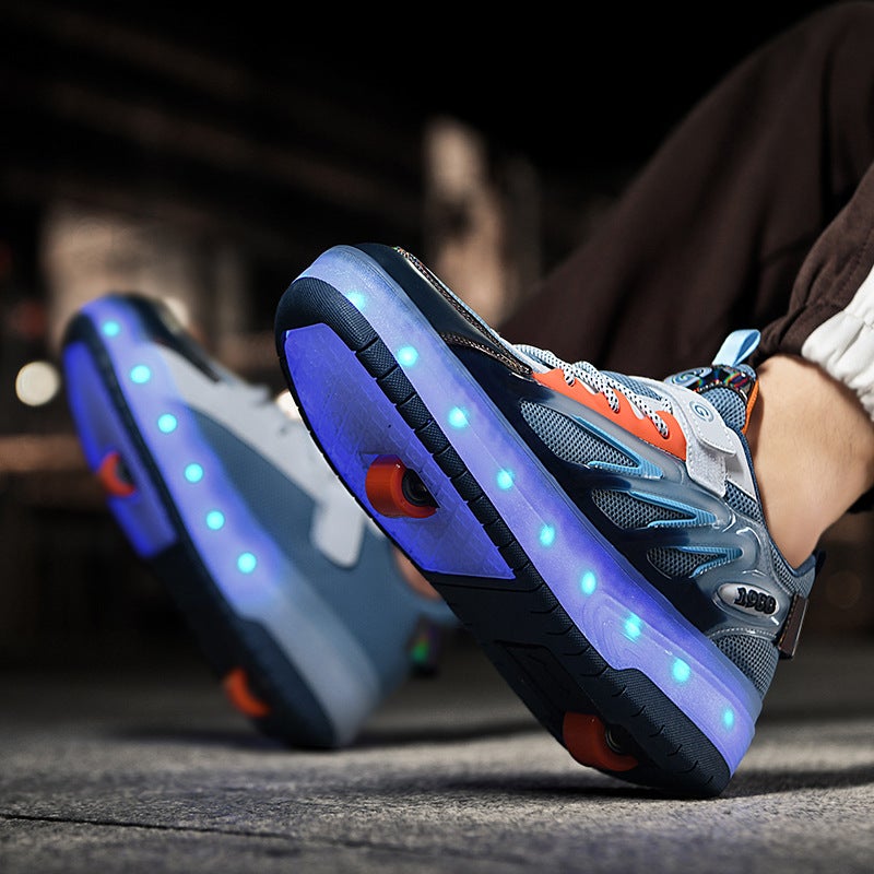Children''s Roller Shoes for Girls, Trendy Double-Wheel Walking Shoes, Student Invisible Roller Skates with Wheels - Image 4