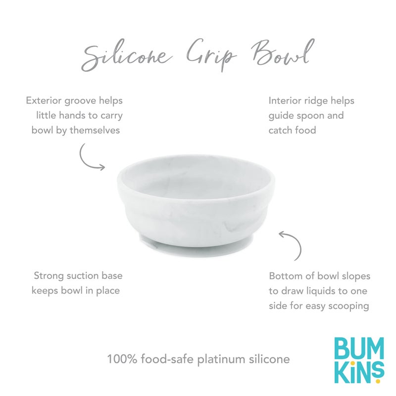 Bumkins Baby Bowl, Silicone Suction, for Babies, Toddlers and Kids, Baby Led Weaning, Feeding Essentials, Platinum Silicone, Non Skid Sticky Bottom, Supplies for Children Ages 6 Months Up, Marble - Image 5