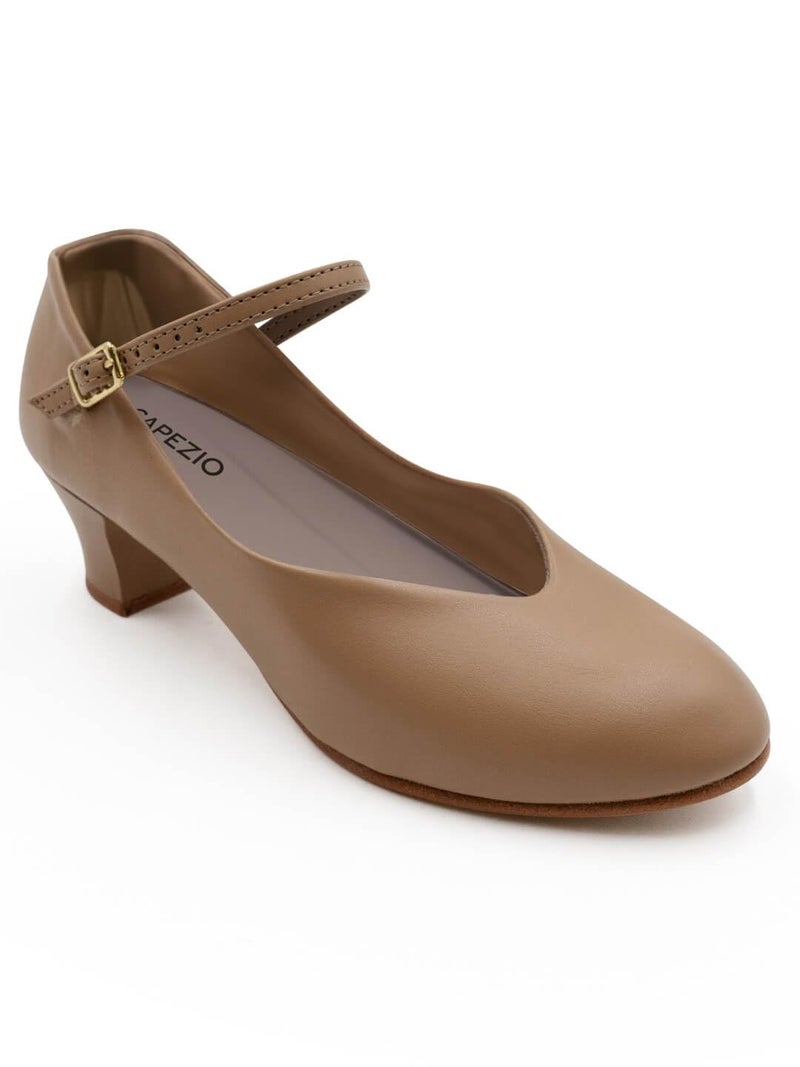 Capezio womens Jr. Footlight Character dance shoes, Caramel, 9 Wide US - Image 1