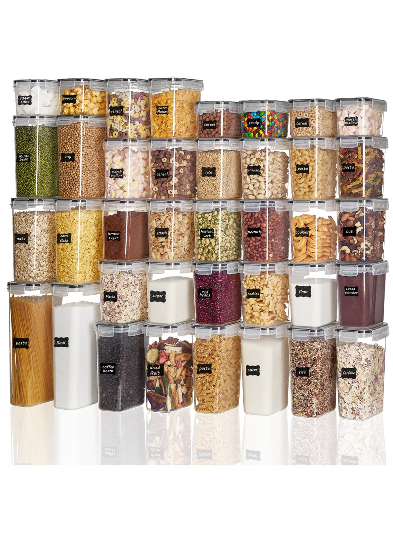 Vtopmart Vtopmart Airtight Food Storage Containers Set, Vtopmart 38pcs Plastic Kitchen and Pantry Organization Canisters, Black - Image 1