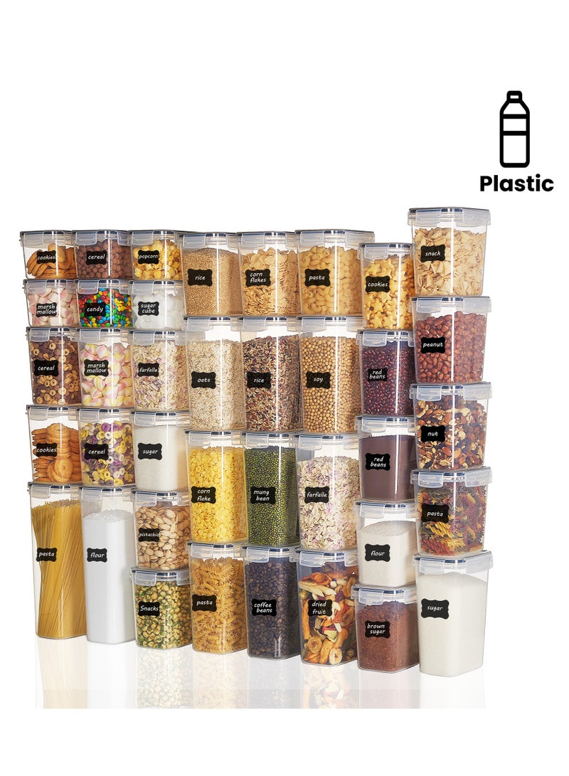 Vtopmart Airtight Food Storage Containers Set, Vtopmart 38pcs Plastic Kitchen and Pantry Organization Canisters, Black - Image 1
