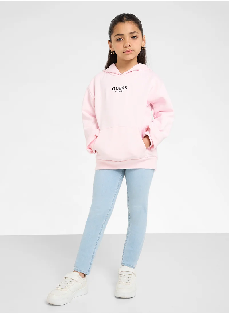 جس Kids Logo Hoodie