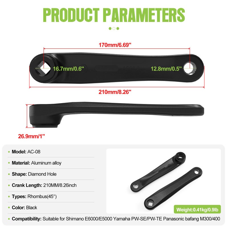 BAFANG Crank Arm Only Left Side 170mm Diamond Hole Crank - Image 3