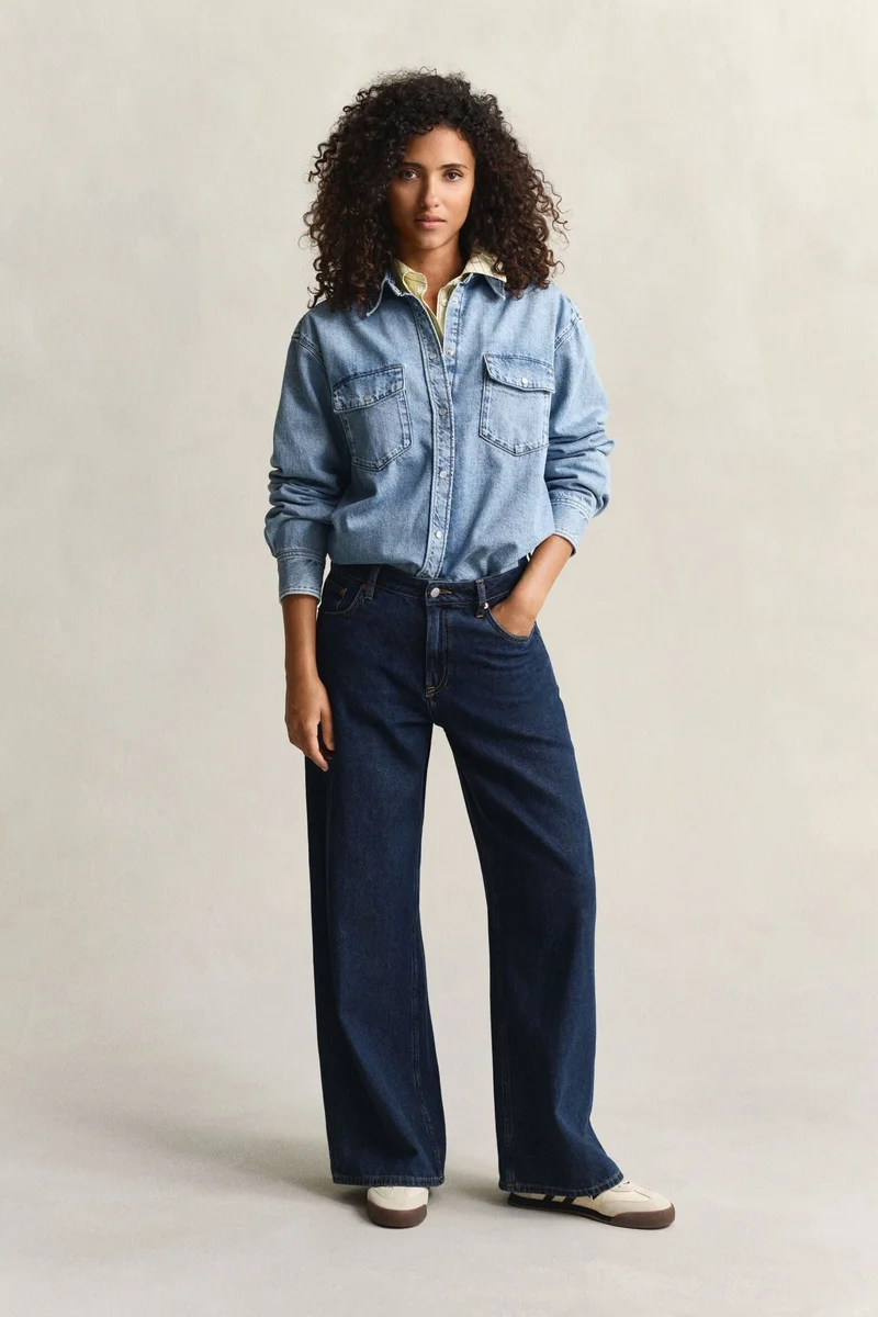 غانت Relaxed Fit Denim Pocket Long Sleeve Shirt