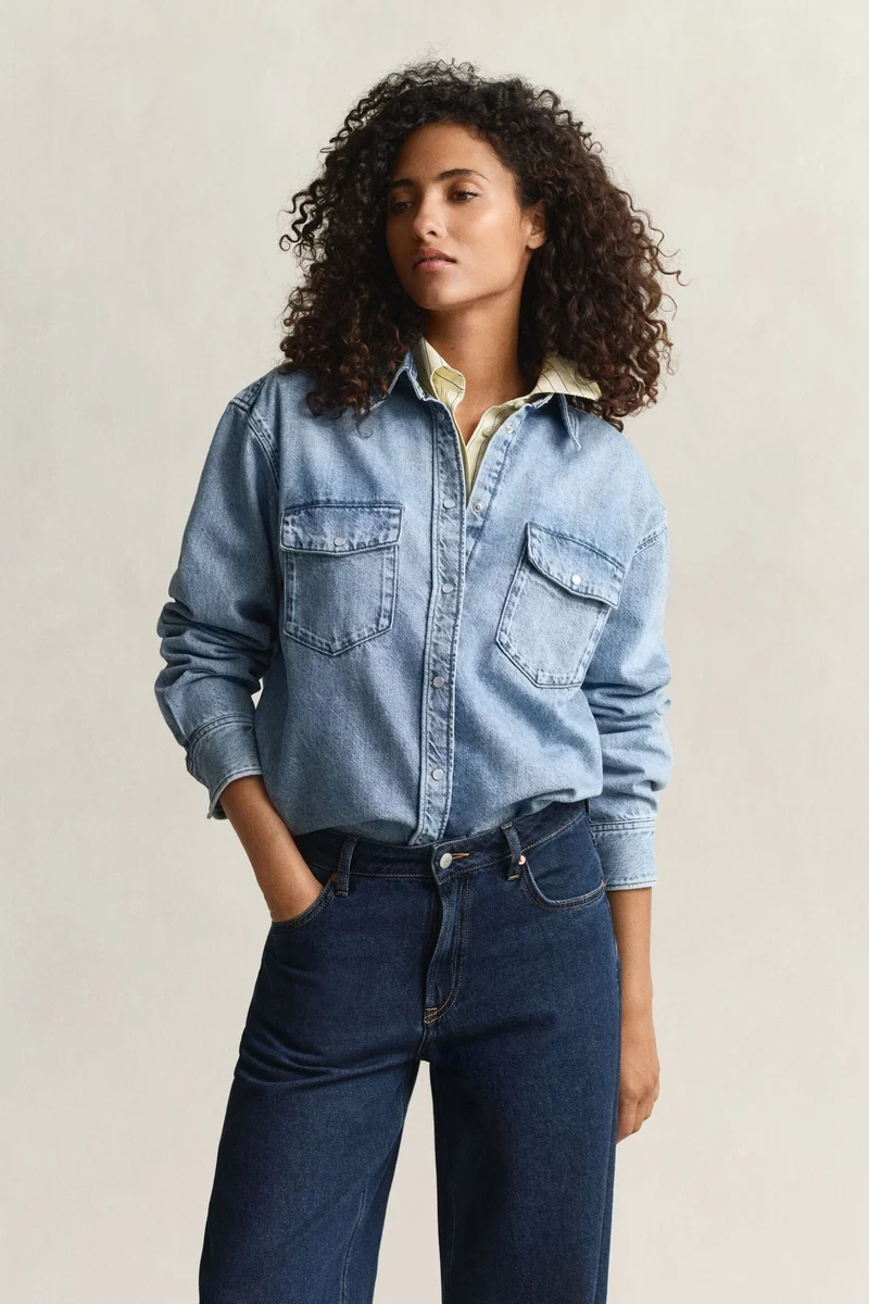 Gant  Relaxed Fit Denim Pocket Long Sleeve Shirt for Women | Best Price UAE