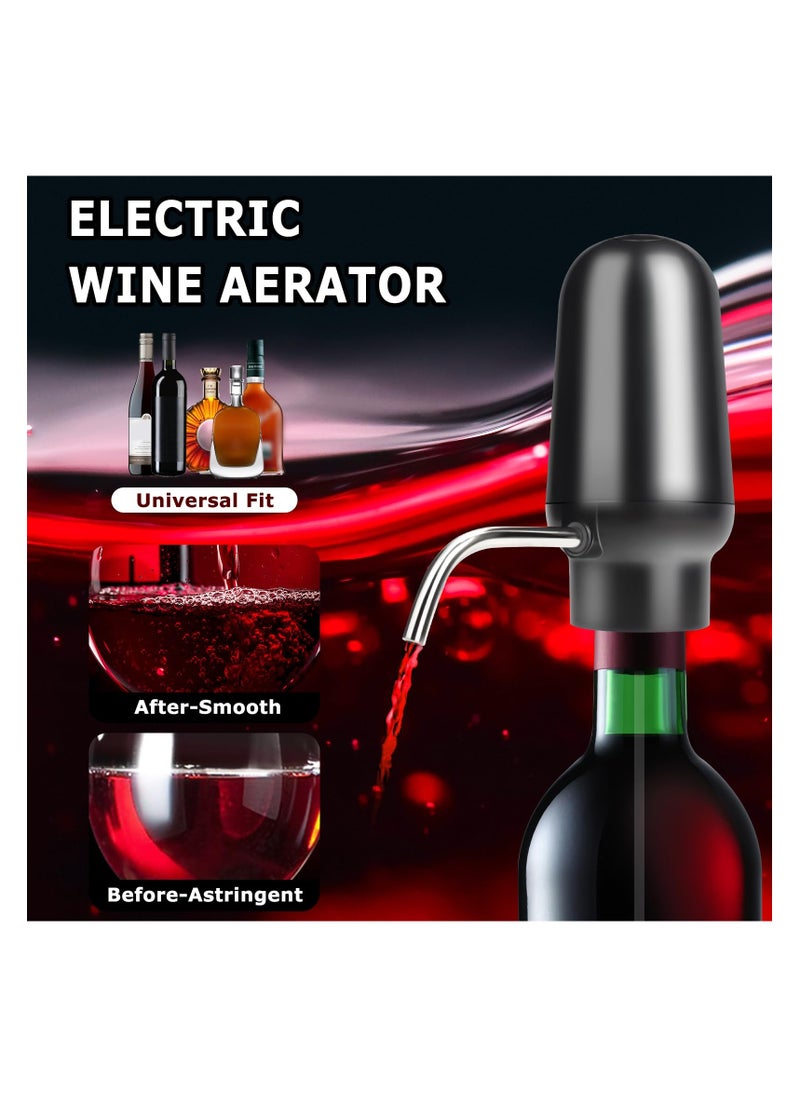 SYOSI - Smart Electric Wine Aerator Dispenser, Electric Wine Aerator Pourer, Wine Decanter Pump Dispenser Set Rechargeable Design with Micro USB Cable, Pump Dispenser Perfect for Perfect Pouring（BLACK) - Image 1