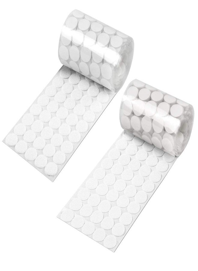 STORE 2508 Self Adhesive Hook & Loop Round Dots Coins Fastener 20mm (2 Cm) (White 100 Pairs) - Image 1