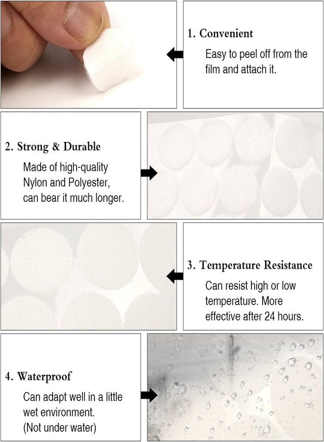 STORE 2508 Self Adhesive Hook & Loop Round Dots Coins Fastener 20mm (2 Cm) (White 100 Pairs) - Image 4