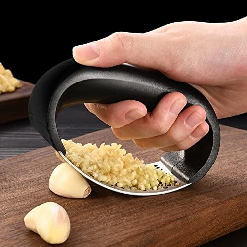 ZEVON Garlic Press - Garlic Press Stainless Steel - Garlic Chopper - Garlic Crusher - Garlic Mincer- Garlic Peeler Manual, Curve Fruit Vegetable Tools Kitchen Gadgets (Random Colour) - Image 1