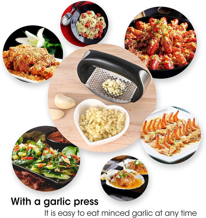 ZEVON Garlic Press - Garlic Press Stainless Steel - Garlic Chopper - Garlic Crusher - Garlic Mincer- Garlic Peeler Manual, Curve Fruit Vegetable Tools Kitchen Gadgets (Random Colour) - Image 4