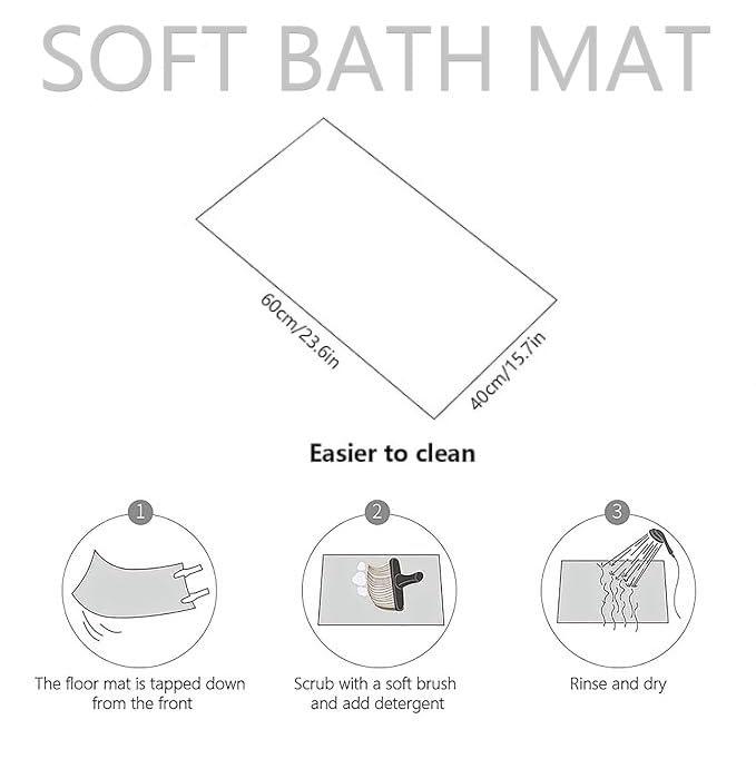 Royser Non-Slip 3D Floral Bath Mat, Quick Dry Absorbent Silicone Floor Mat, Anti Skid Doormat for Bathroom, Home, Office, Living Room, Hallway Runner, Soft Cushion Carpet Rug (Beige) - Image 2