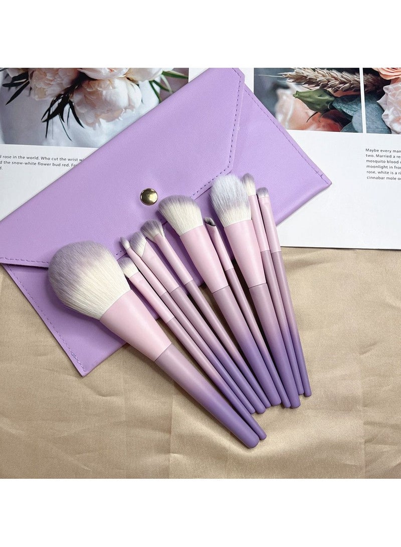 Goolsky Purple makeup brush 10 set of Star Daizi beginner soft brush dustproof portable outdoor storage bag - Image 1