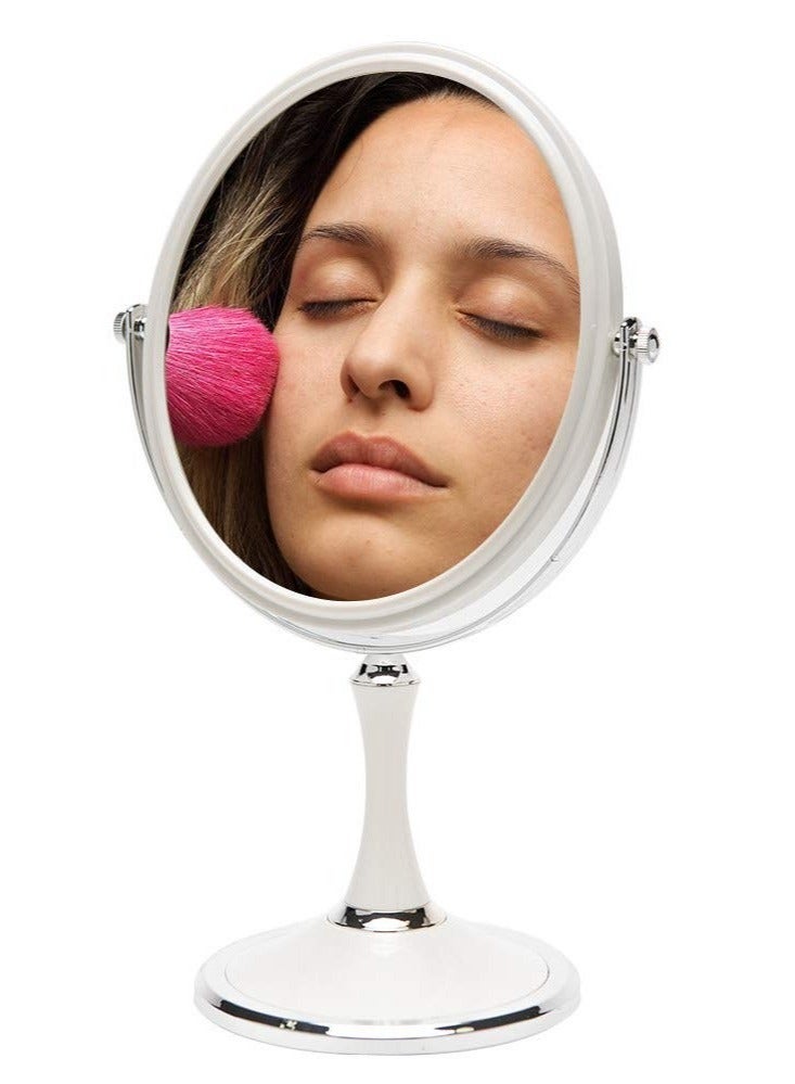 Captaintech Makeup Mirror, Vintage Table Mirror with Stand 8 inch Double Sided Swivel Magnifying Mirror, 1X/3X Magnification Desk Mirror, 13 Inch Height Standing Tabletop Makeup Vanity Mirror - Image 1